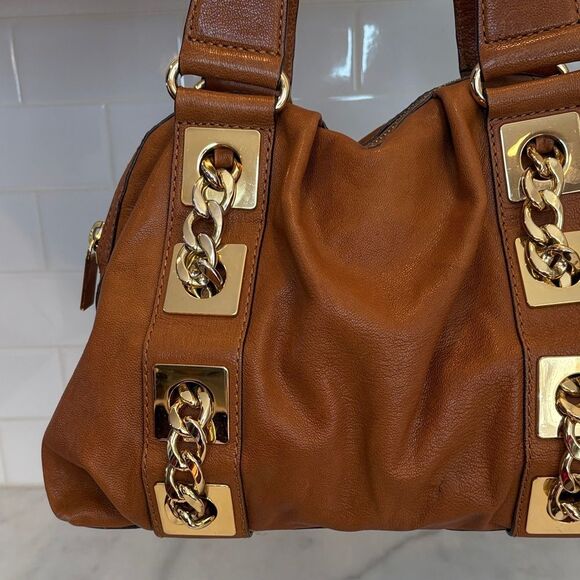Michael Kors Bag Purse Handbag Leather Gold Chain Inner Pocket Double Strap Hobo - Picture 5 of 16